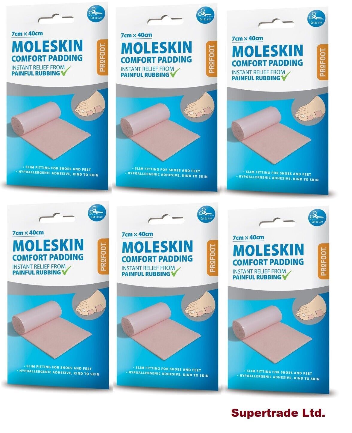 Profoot Moleskin Comfort Padding Sheet Instantly Relieves Friction 7cnX40cm X 6