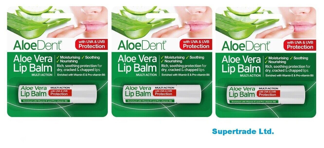 Optima AloeDent Aloe Vera Lip Balm Multi-Action With Tea Tree & Lysine - 4g X 3