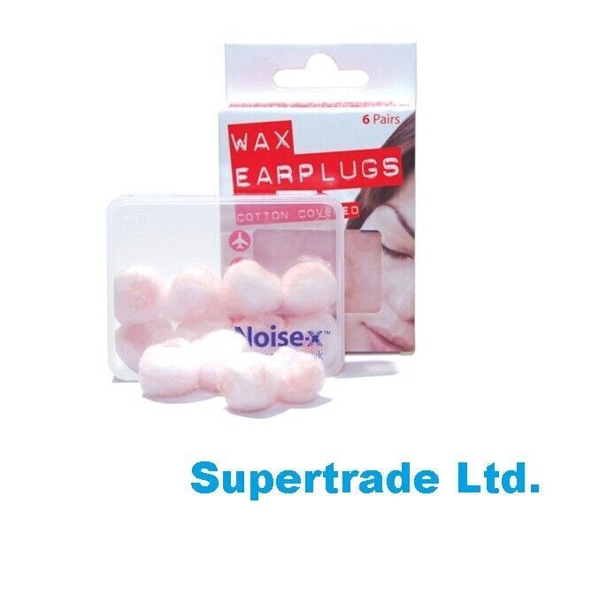 Noise X Natural Wax Cotton Earplugs Mouldable Comfortable Sleeping 6 Pair