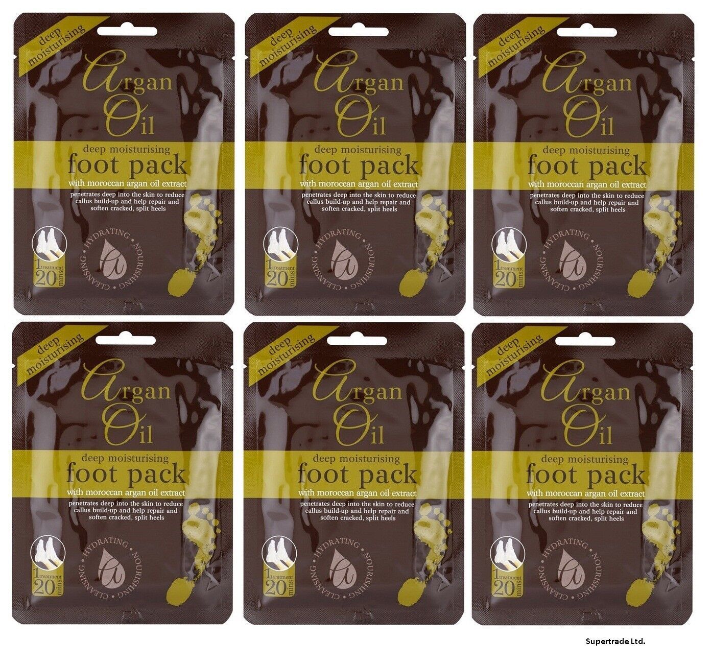 Argan Oil Deep Moisturising Foot Pack With Moroccan Argan Oil Extract X 6