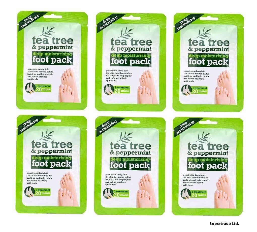 Tea Tree Peppermint Deep Moisturising Foot Pack soften Cracked & Split Heel X 6