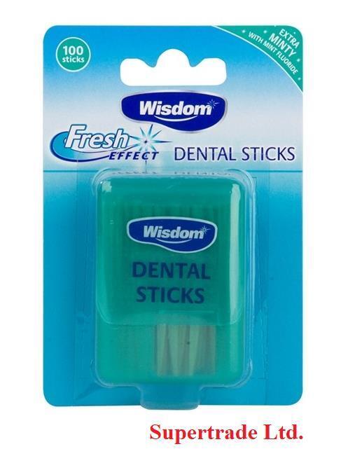 Wisdom Fresh Effect Extra Minty Mint Fluoride Dental Sticks - 100 Woodsticks