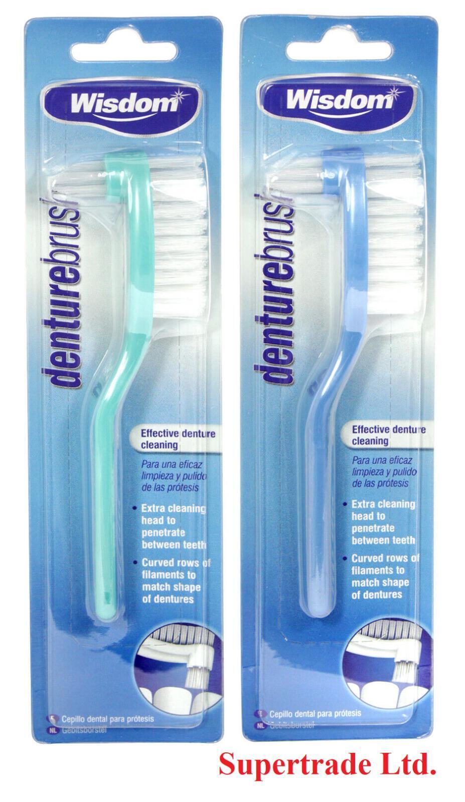 Wisdom Denture Brush Effective Denture Cleaning Extra Head Toothbrush X 3