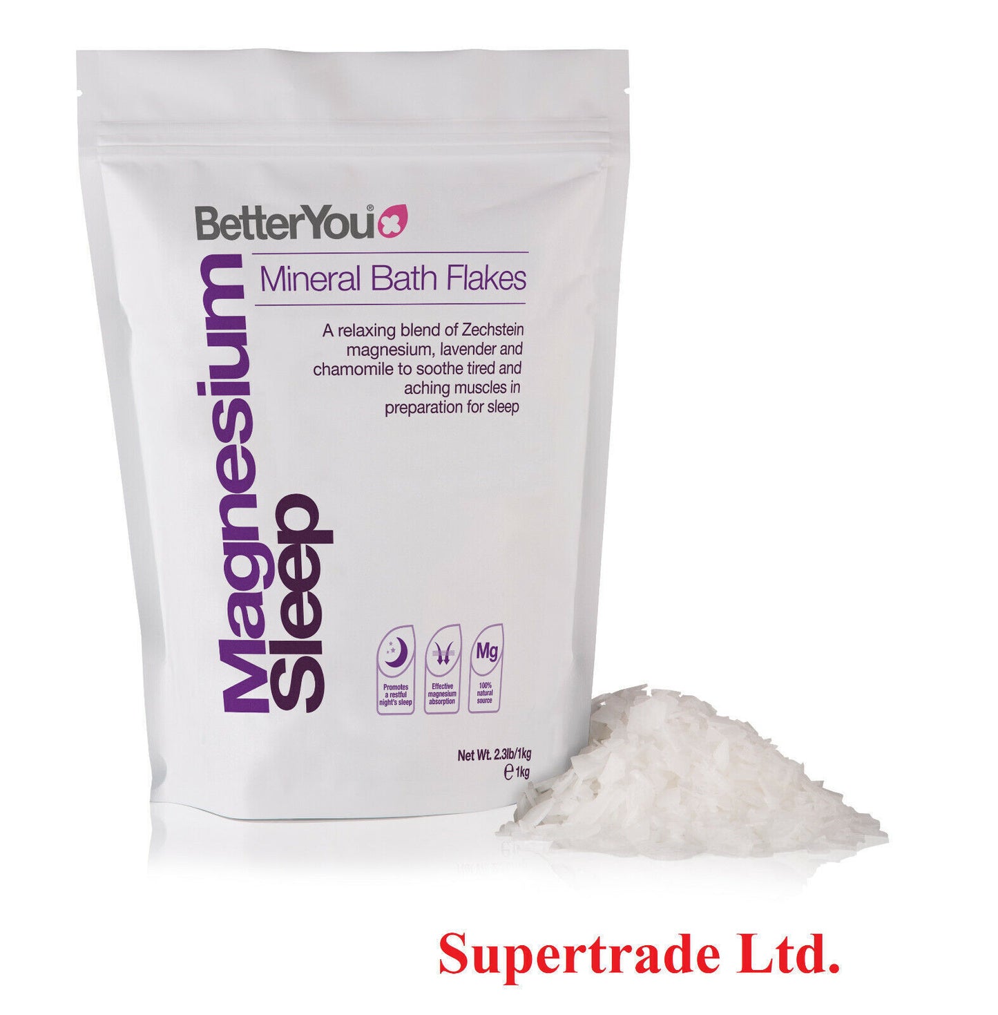 BetterYou Magnesium Sleep Bath Flakes With Relaxing Essential Oils - 1kg X 3