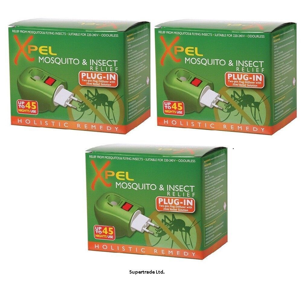 Xpel Mosquito & Insect Repellent 2pin Plug-In Diffuser Relief Solution 35ml X 3