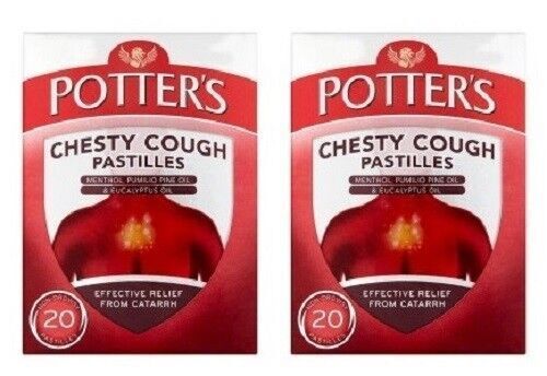 Potter's Catarrh Pastilles Chesty Cough Potters Non-Drowsy - 20 Pastilles X 2