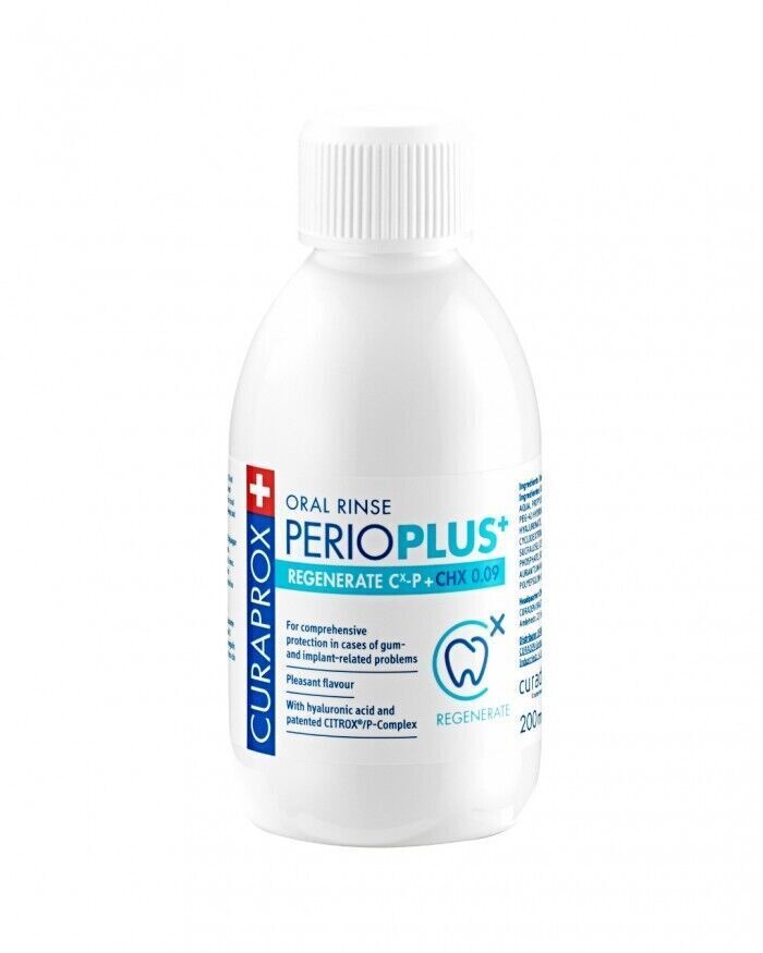 Curaprox Perio Plus Regenerate, CHX 0.09% Mouthwash, 200ml - Antiseptic mouthwas