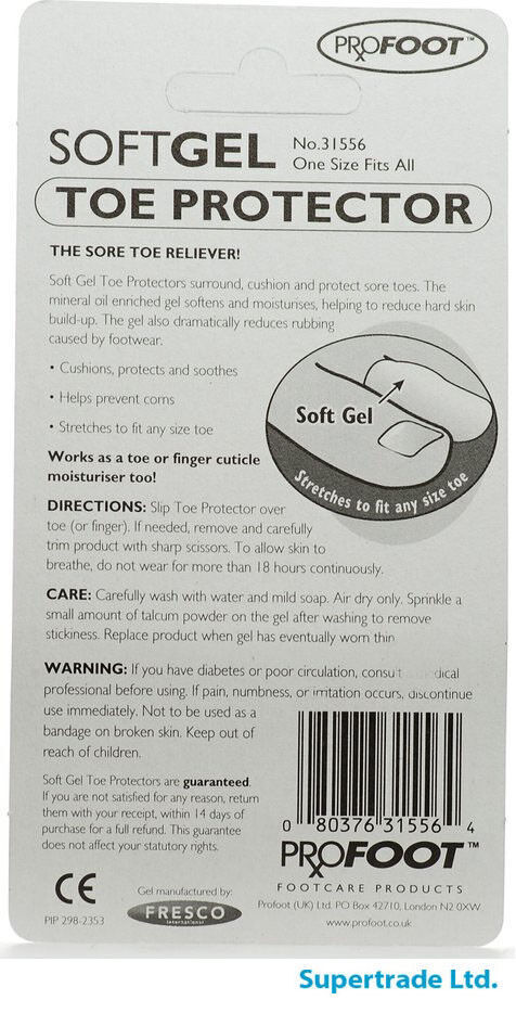 Profoot SoftGel Toe & Finger Protector Corn Toe Tips/Curl One Size Fits All X 12