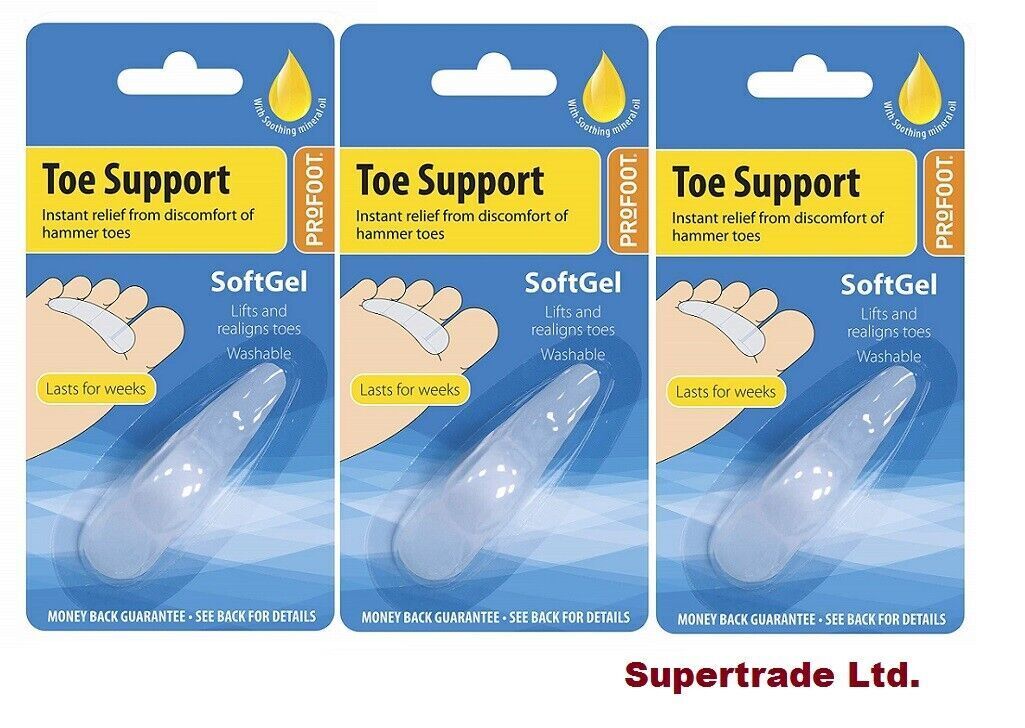 Profoot Soft Gel Toe Support Hammer Toes Clawed Relief & Reduce Corn Pain X 3