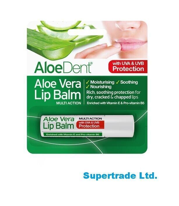 Optima AloeDent Aloe Vera Lip Balm Multi-Action With Tea Tree & Lysine - 4g