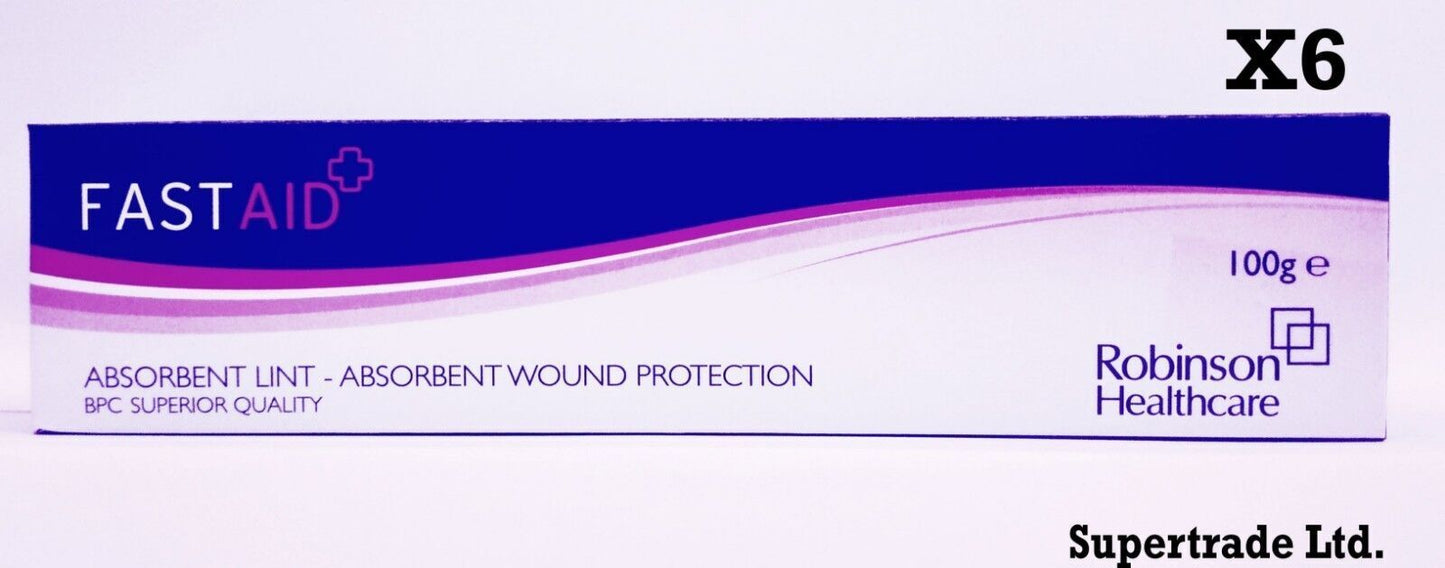 Robinson Healthcare 7162 Fast Aid Absorbent Lint Wound Protection - 100g X 6