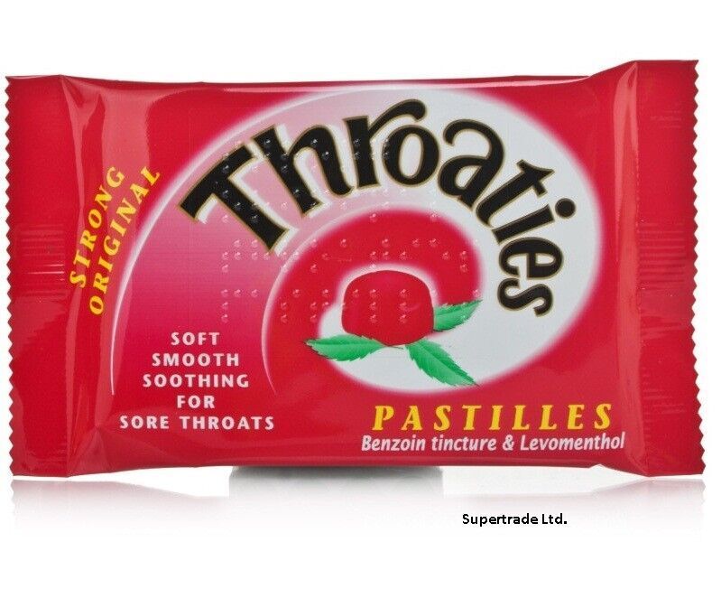 Throaties Strong Original 10 Pastilles With Honey & Menthol To Ease Sore Throat