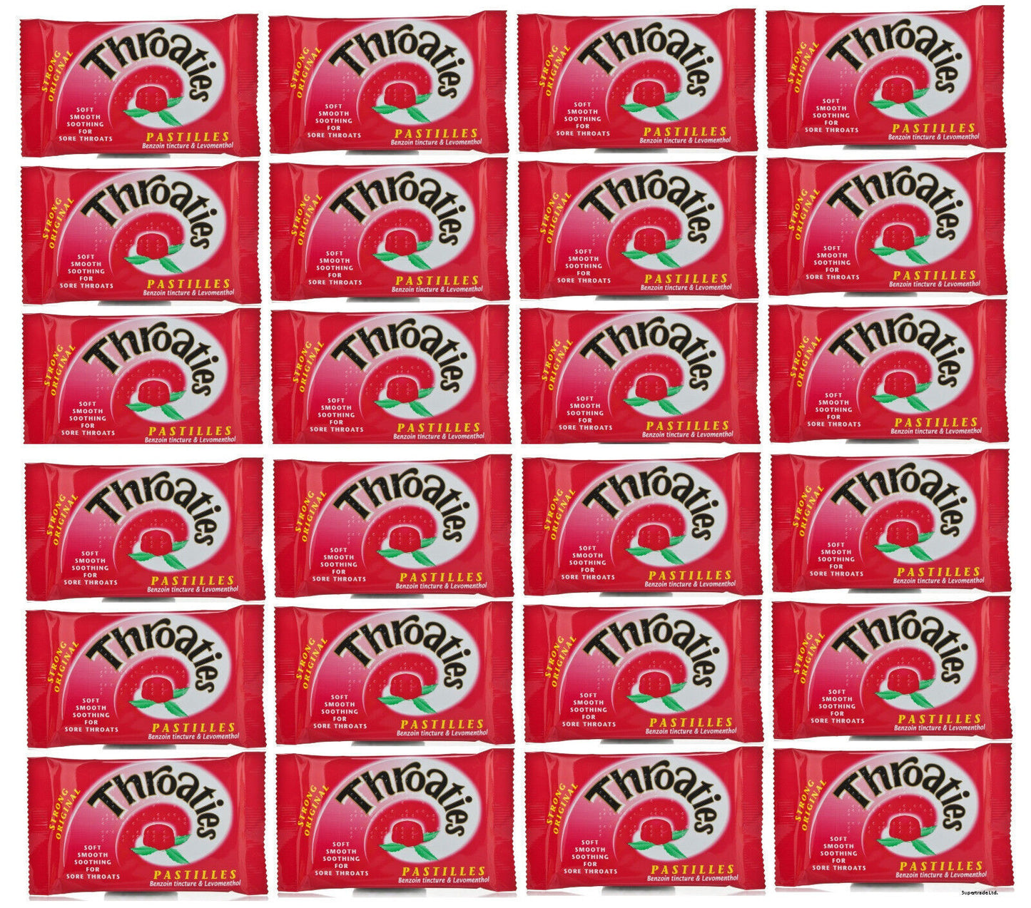 Throaties Strong Original Pastilles With Honey & Menthol To Ease Sore Throat X24