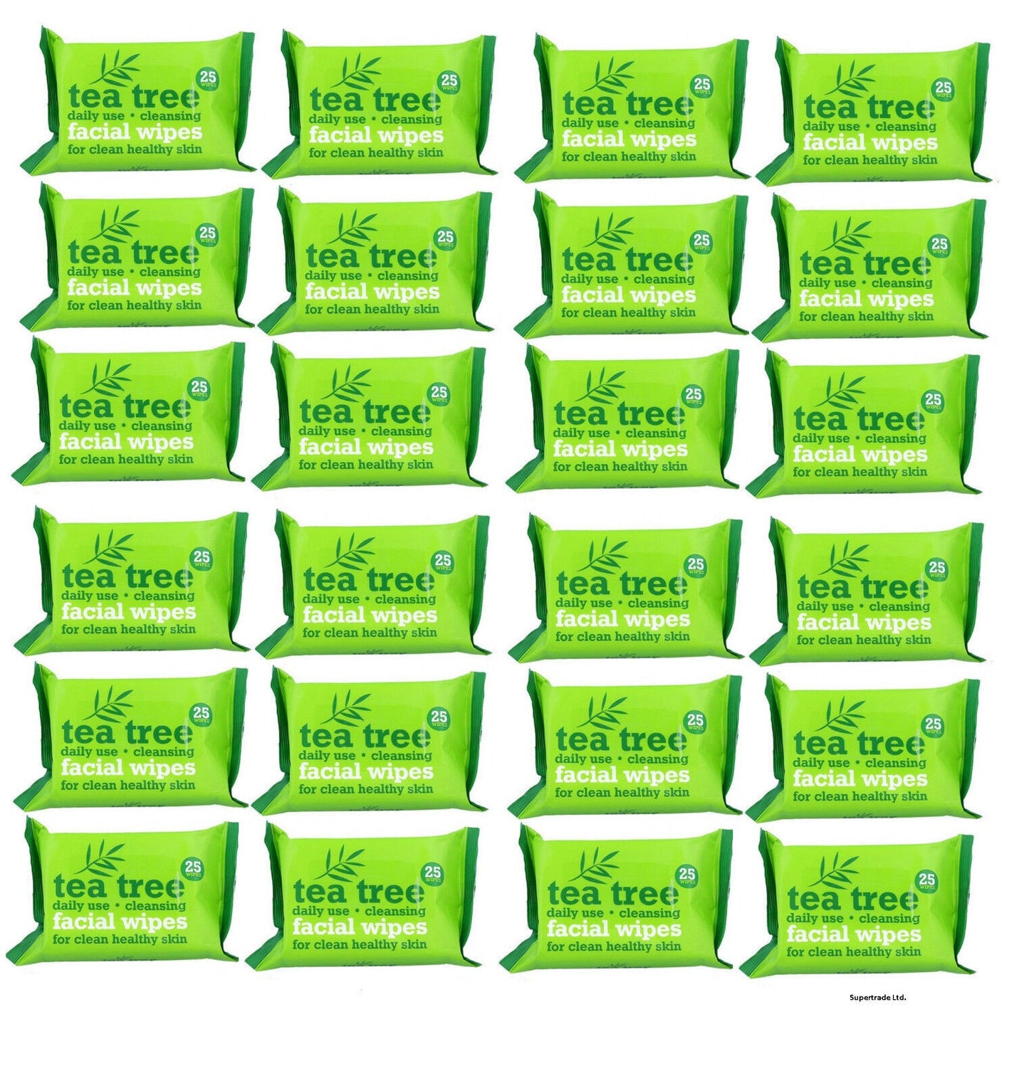 Tea Tree Daily Use Face Cleansing Facial MakeUp Impurities Removal 25 Wipes x 24