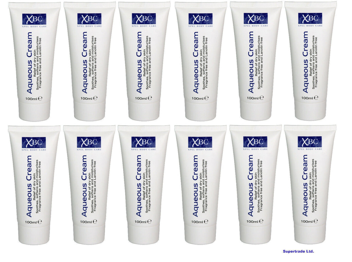 XBC Aqueous Cream Relief Dry Skin Soothes Softens Moisturises Cream 100ml X 12