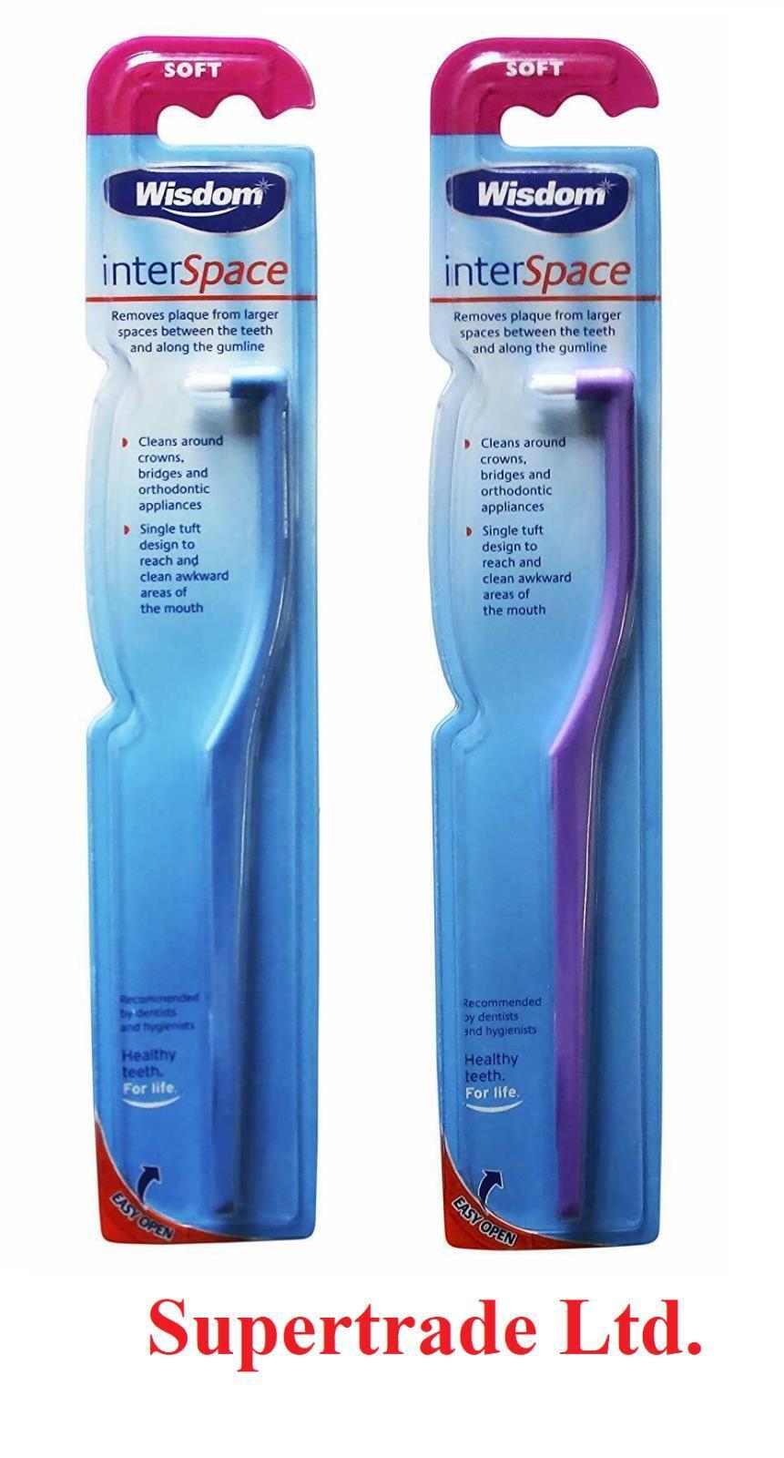 Wisdom Interspace Soft Interdental Toothbrush Tooth Brush - Purple / Blue X 2