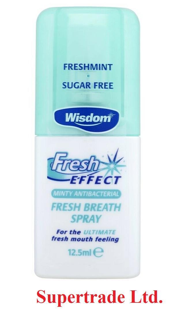 Wisdom Fresh Effect Breath Mouth Spray Minty AntiBacterial Sugar Free - 12.5ml