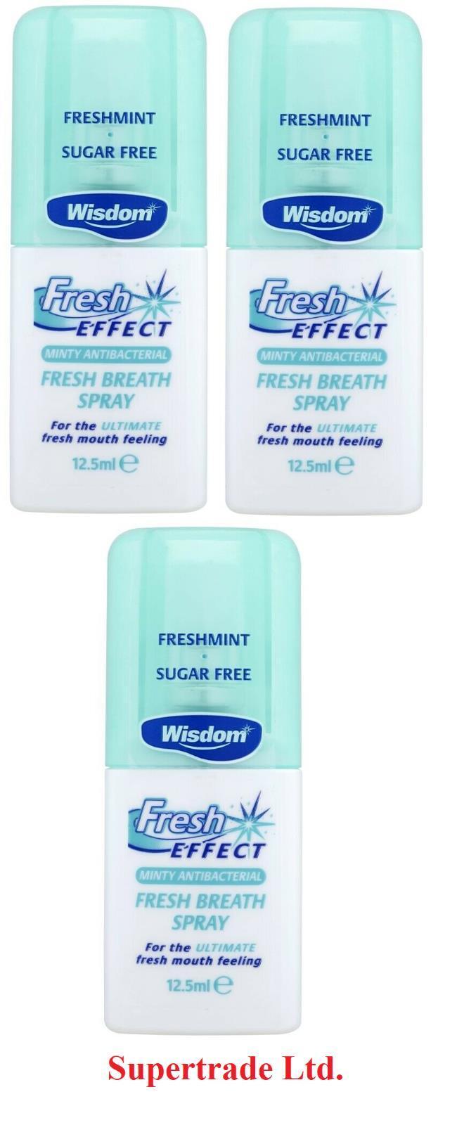 Wisdom Fresh Effect Breath Mouth Spray Minty AntiBacterial Sugar Free 12.5ml X 3