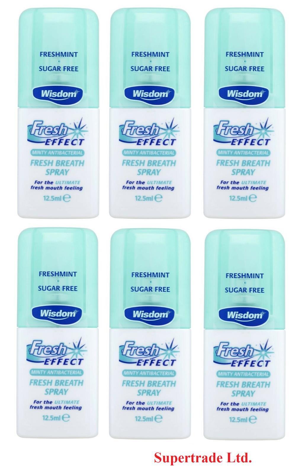 Wisdom Fresh Effect Breath Mouth Spray Minty AntiBacterial Sugar Free 12.5ml X 6