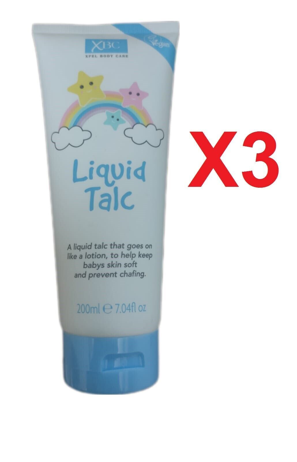 Liquid Talc 200ml XBC Xpel Body Care, for soft skin and prevent Chafting X 3