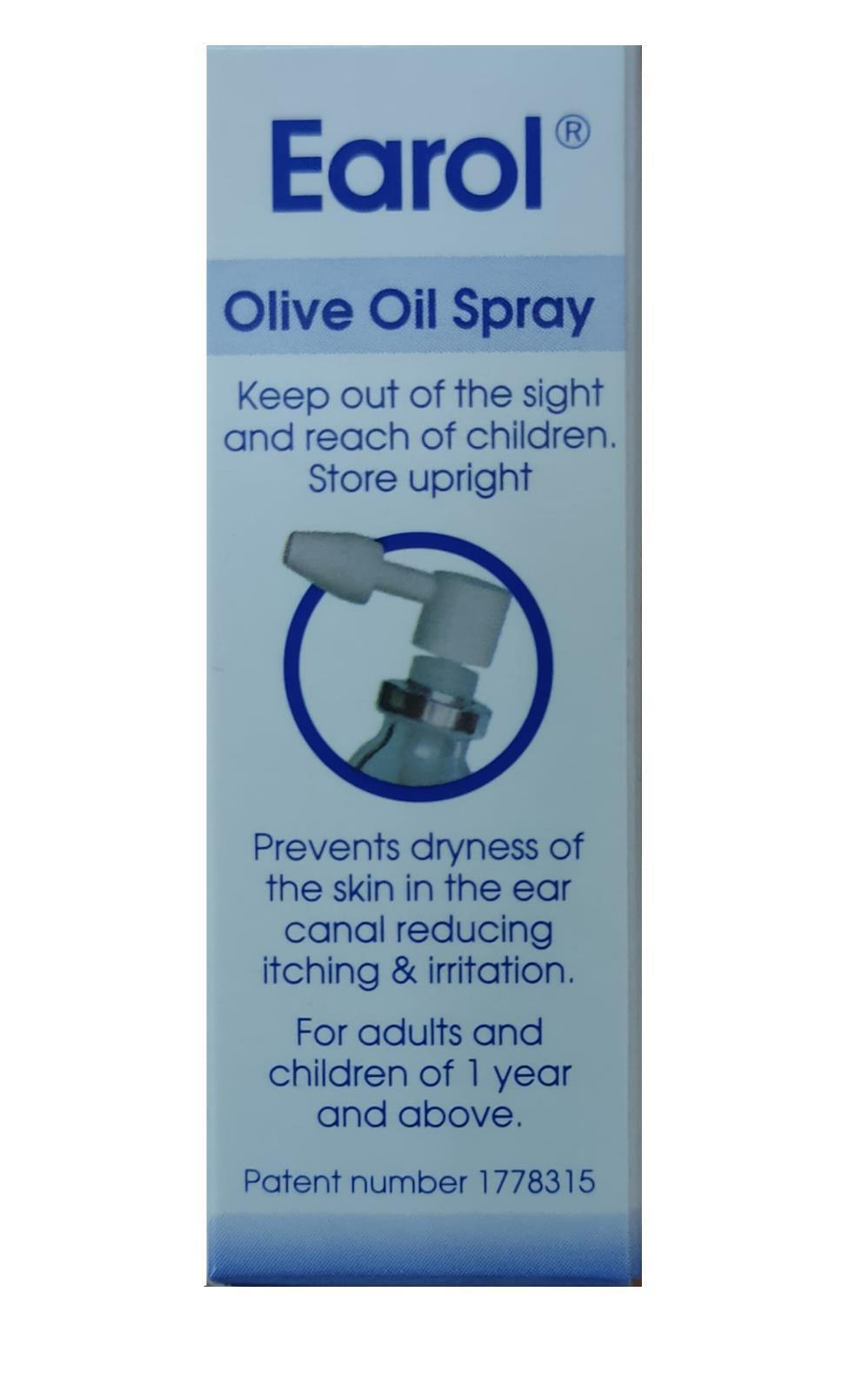 Earol Ear Wax Remover Olive Oil Spray Softens & Removes Ear Wax - 10ml X 2