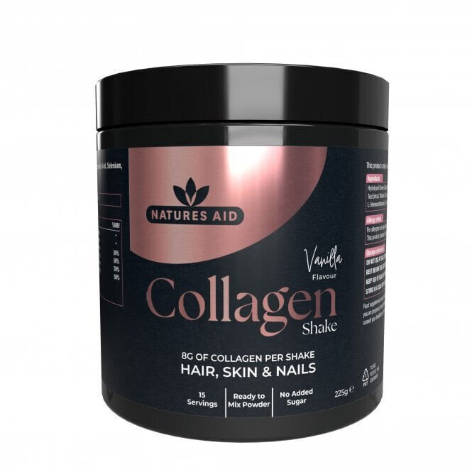 Natures Aid Collagen Vanilla Shake Powder 8G Premium High Strength - 225g