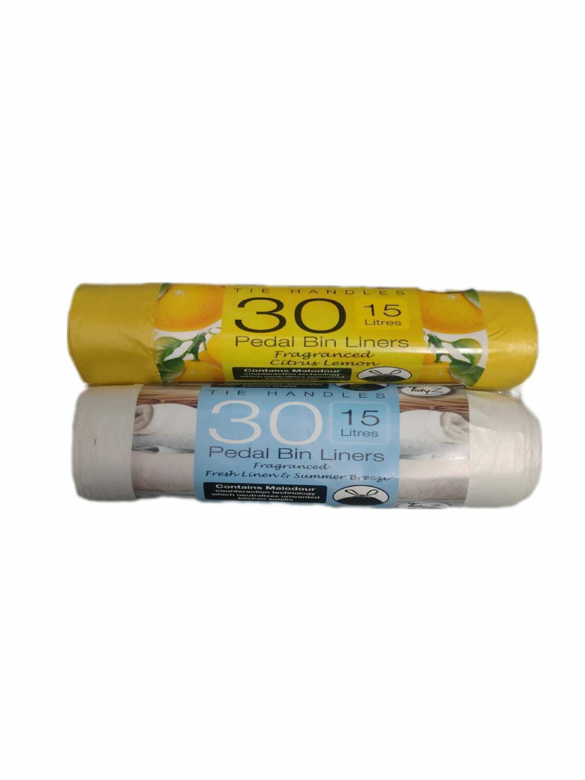 Scented Pedal Bin Liners Tie Handles 15L 30 Fresh Linen & 30 Citrus By Tidyz X 3