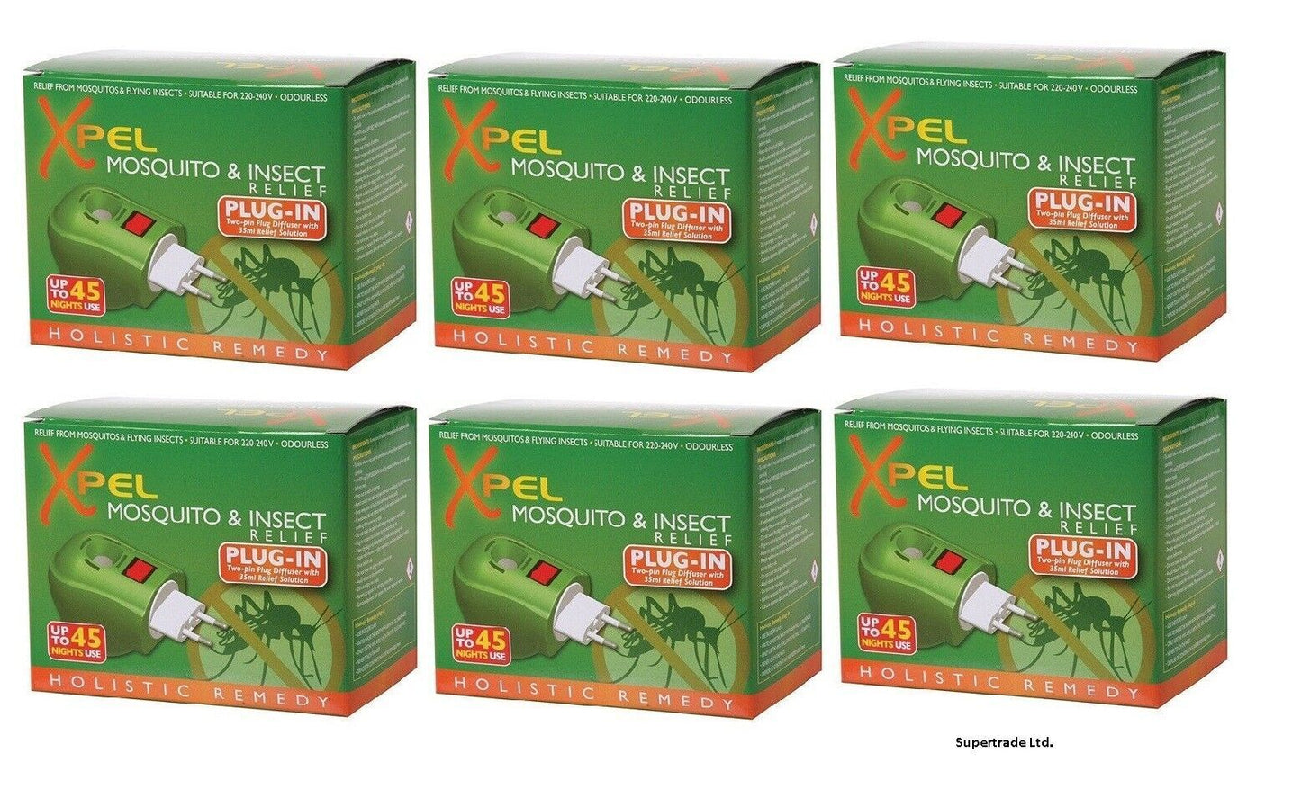 Xpel Mosquito & Insect Repellent 2pin Plug-In Diffuser Relief Solution 35ml X 6