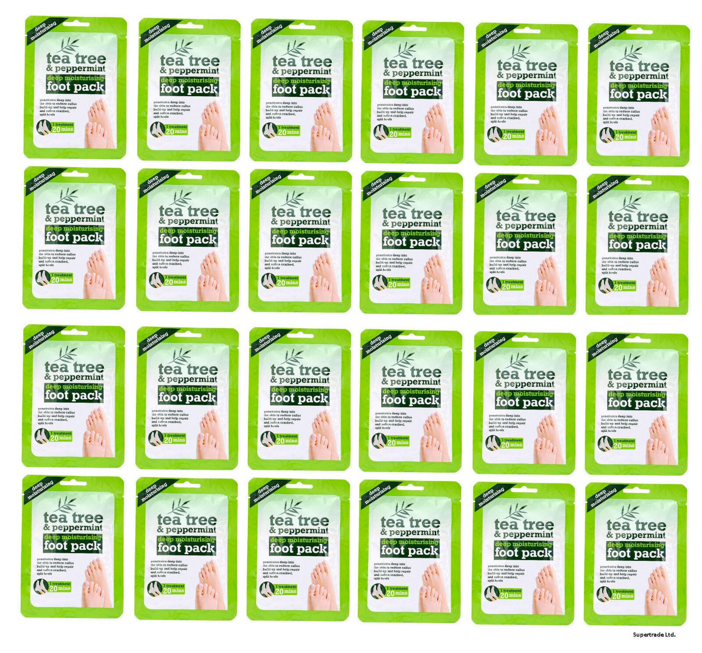 Tea Tree Peppermint Deep Moisturising Foot Pack soften Cracked & Split Heel X 24