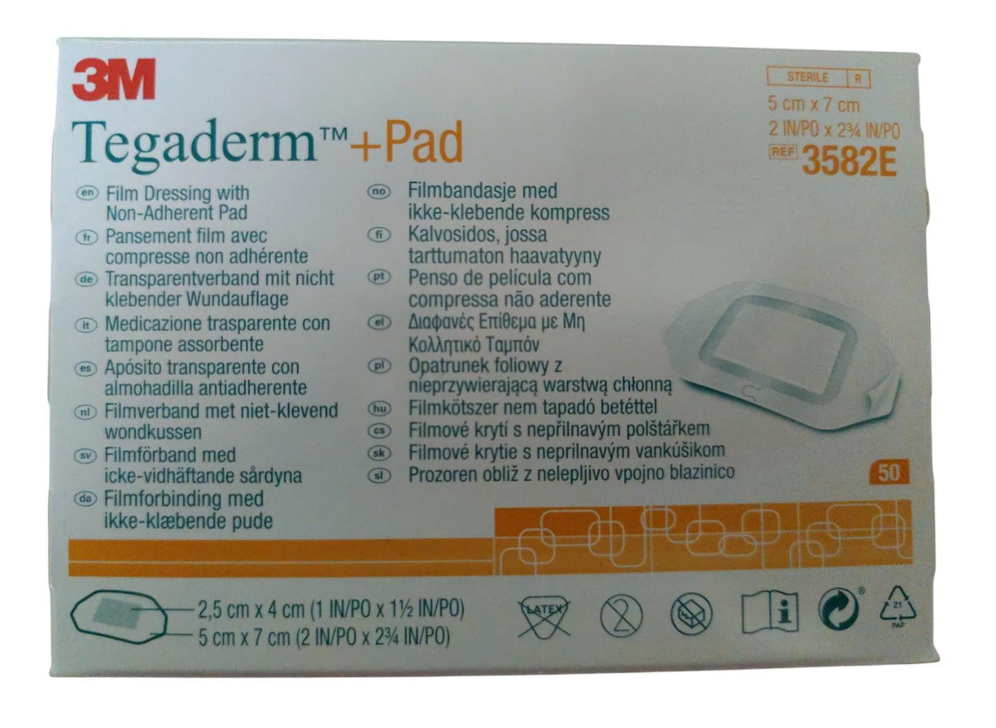 Tegaderm + Pad 5 x 7 Cm 3582E Film Dressing With Non-Adherent Pad MultipleChoice