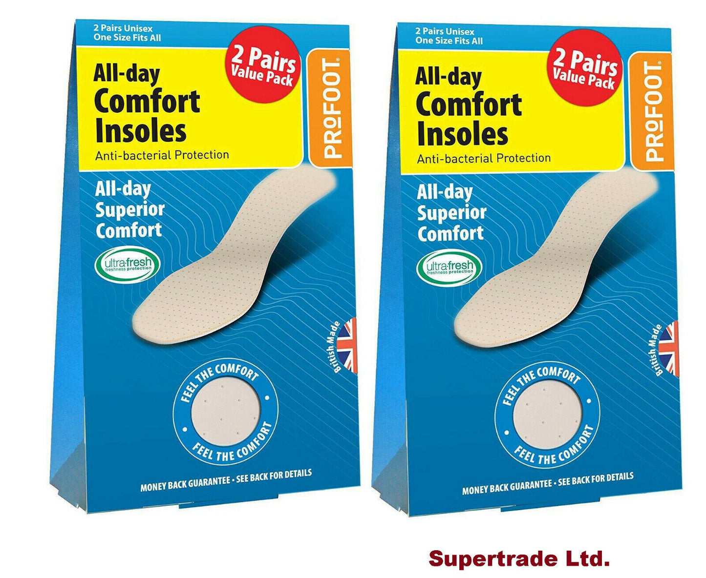 Profoot All Day Comfort Anti Bacterial Protection Unisex Shoes Insoles X 2
