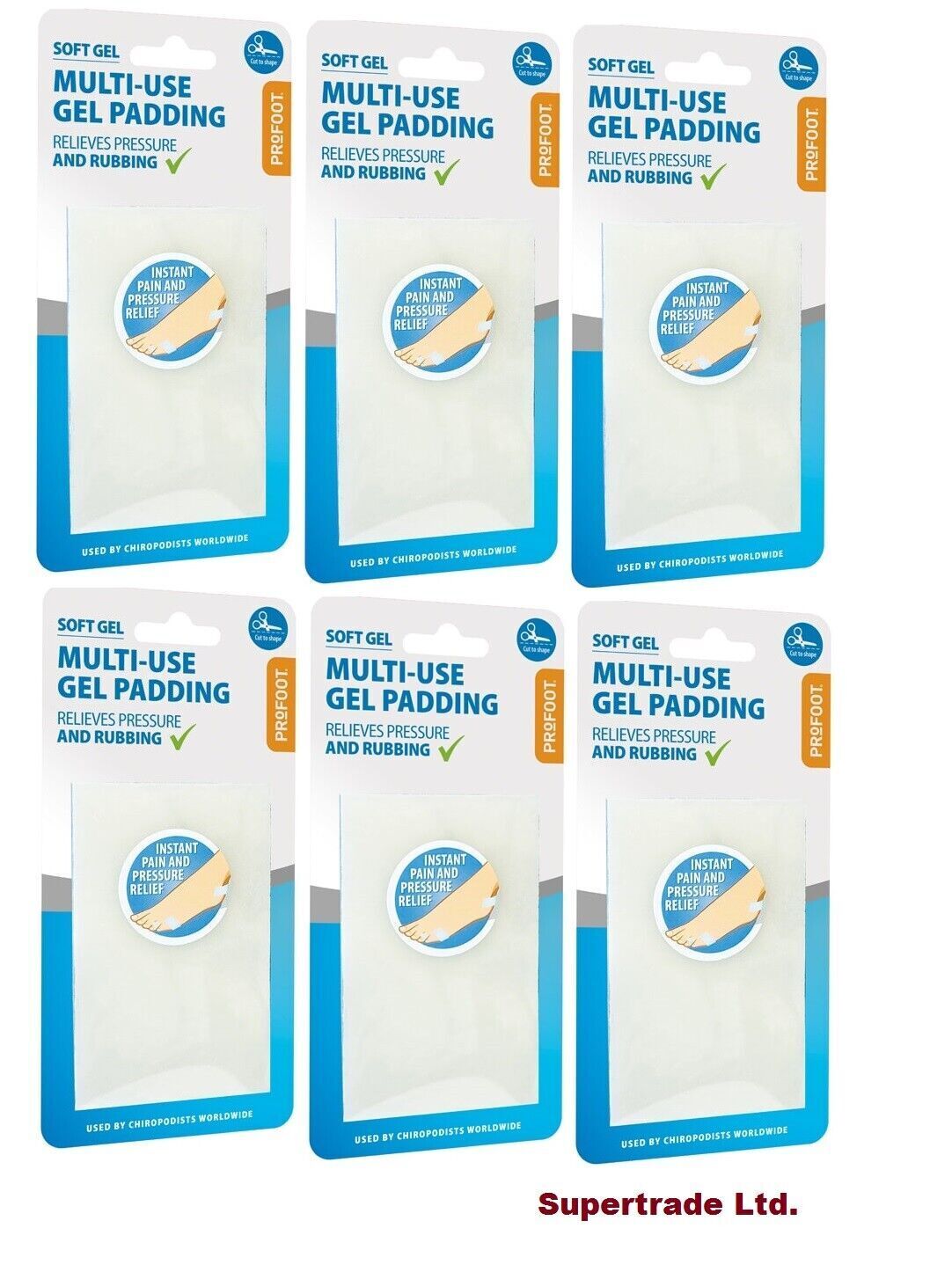 Profoot Soft Gel Multi Use Gel Padding Relieves Pressure Rubbing Friction X 6