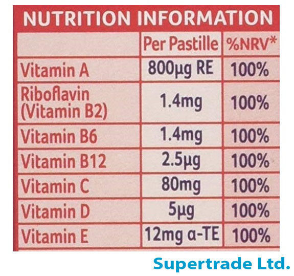 Bassetts Raspberry & Pomegranate Adults Multivitamins Vtamin - 30 Chewies X 3