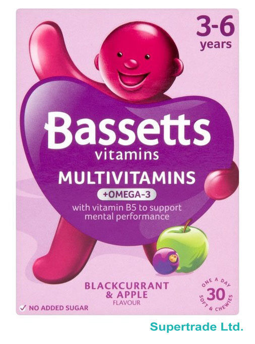 Bassetts Blackcurrant & Apple Flavour Multivitamins OMEGA-3 3-6 yrs - 30 Chewies