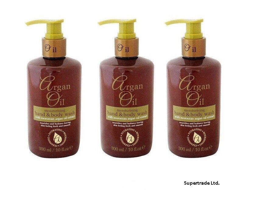 Argan Oil Moisturising Hand & Body Wash Moroccan Argan Oil Extract 300ml X 3