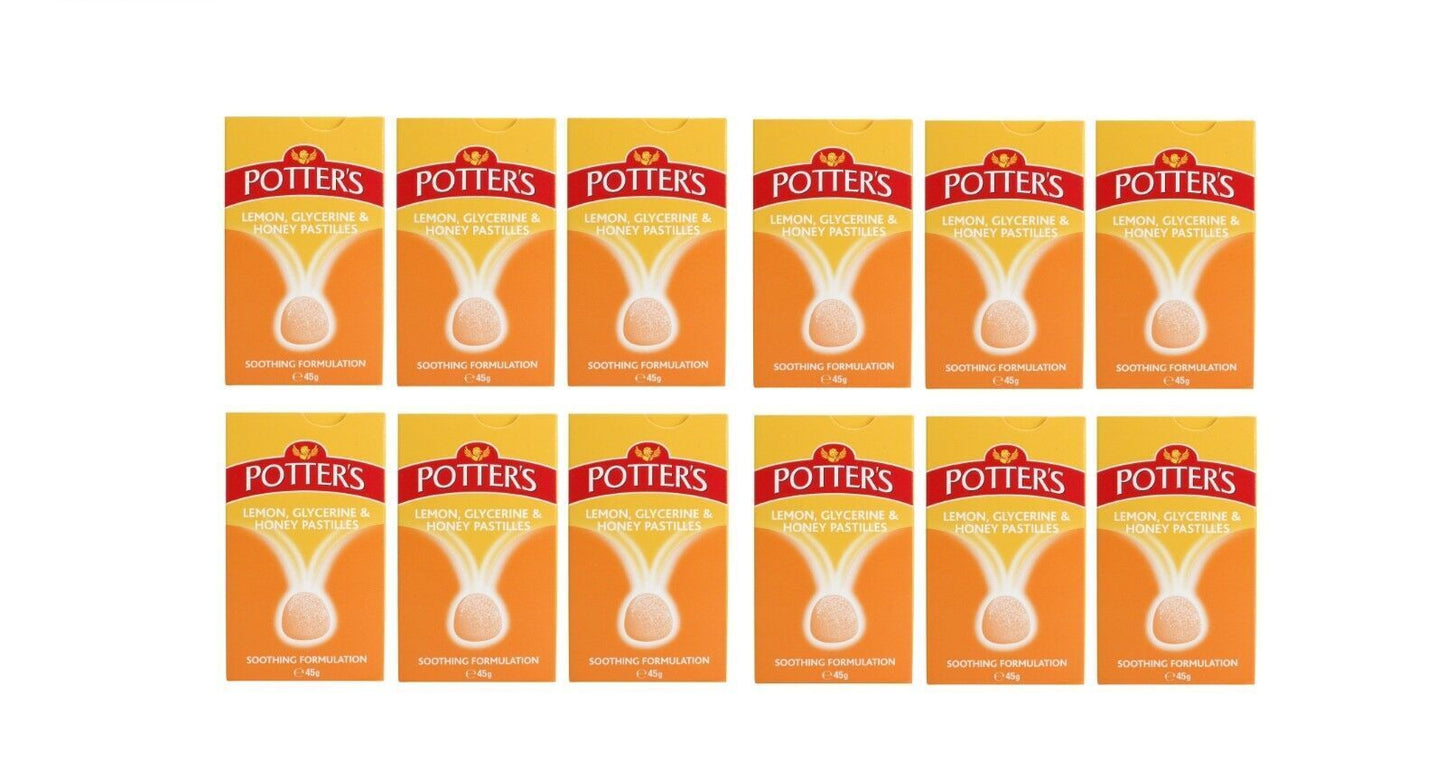 Potter's Potters Lemon Glycerine Honey Pastilles Soothing Formulation - 45g X 12