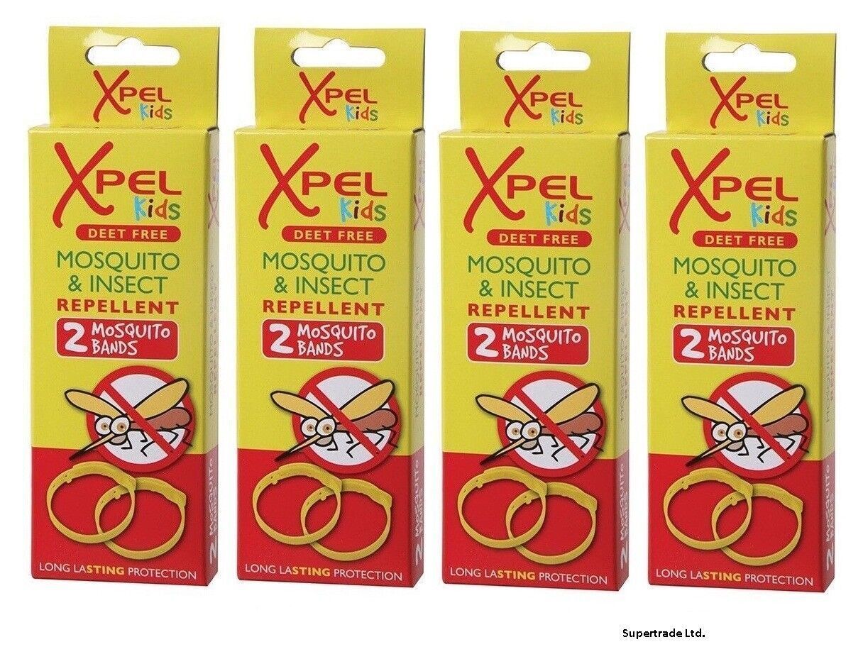 XPEL Kids Mosquito & Insect Bug Repellent Wrist Bands Protection Bracelet X 4
