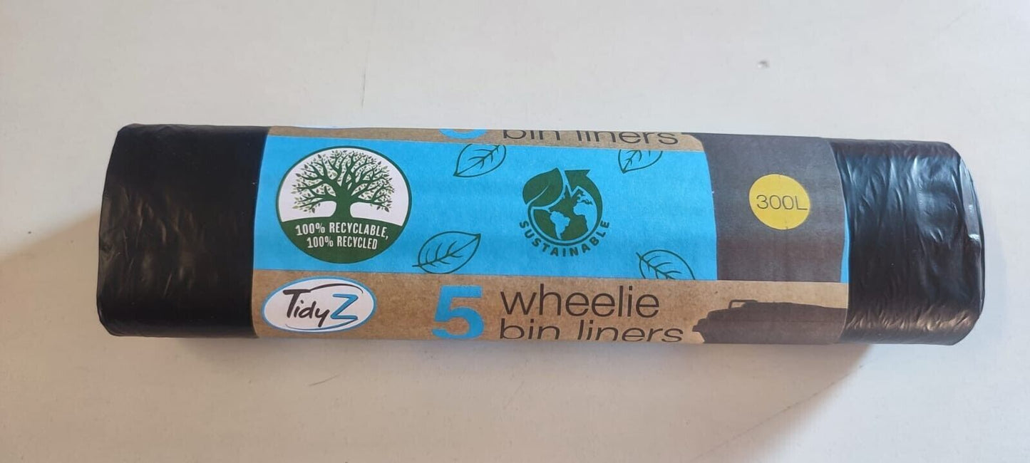Tidyz 30 Wheelie Bin Liners Refuse Black Dustbin Rubbish Waste Bags 300L