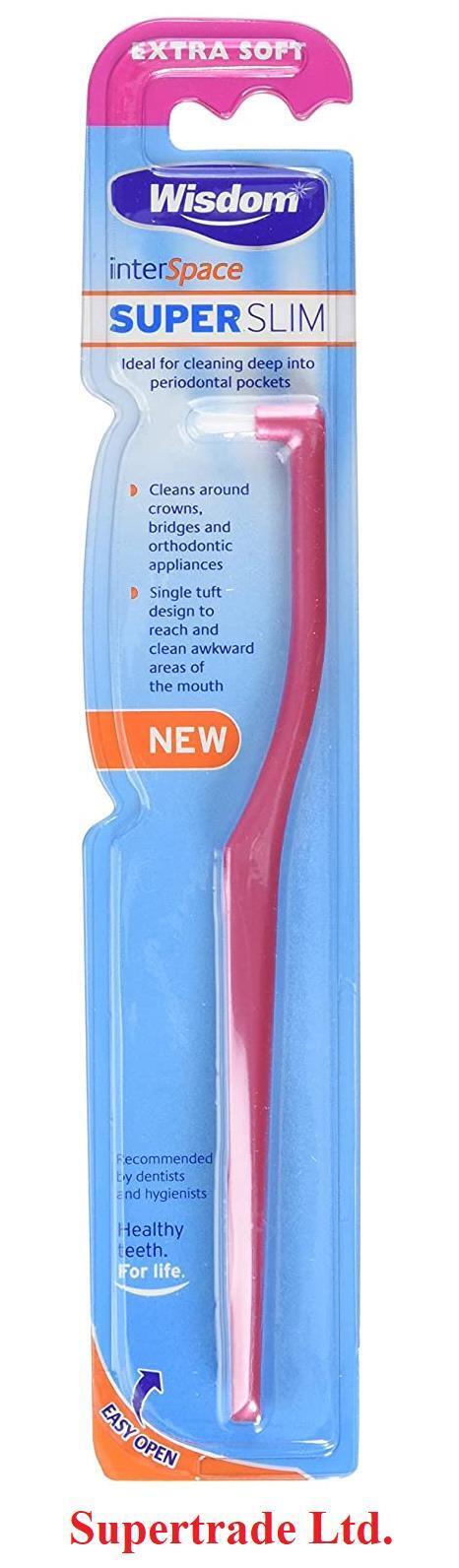 Wisdom Interspace Super Slim Tooth Brush Extra Soft Toothbrush Green / Red X 2