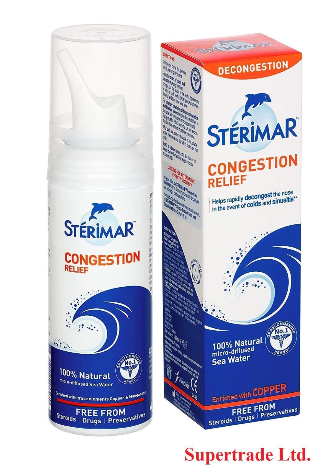 Sterimar Congestion Relief 100% Natural Sea Water Nasal Spray - 100ml X 2