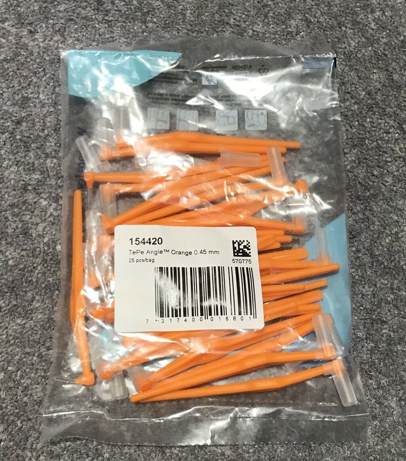 TePe Angle Orange Size 1 - 0.45mm Interdental Brush - 1 Pack of 25 Brushes