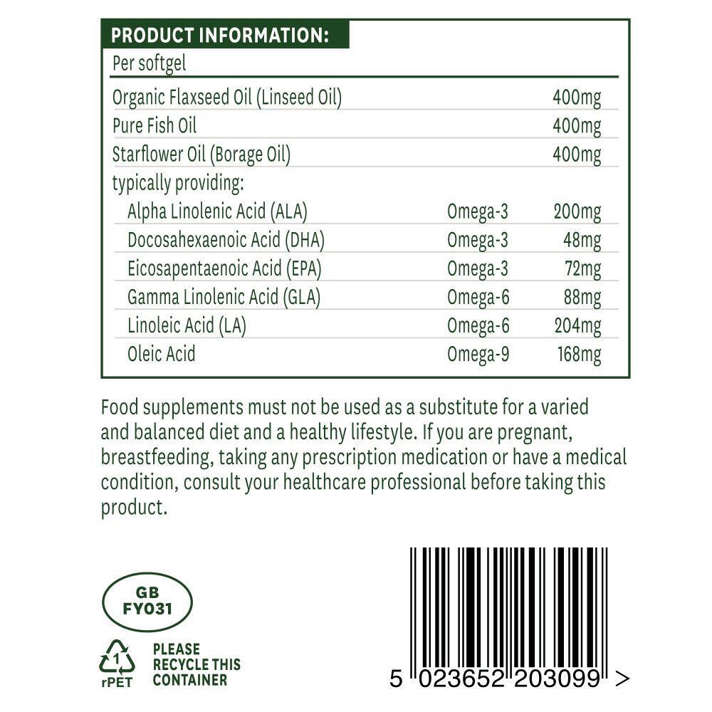 2 X Natures Aid Complete EFA 1200mg Omega’s 3,6 & 9 Softgels 90 capsules