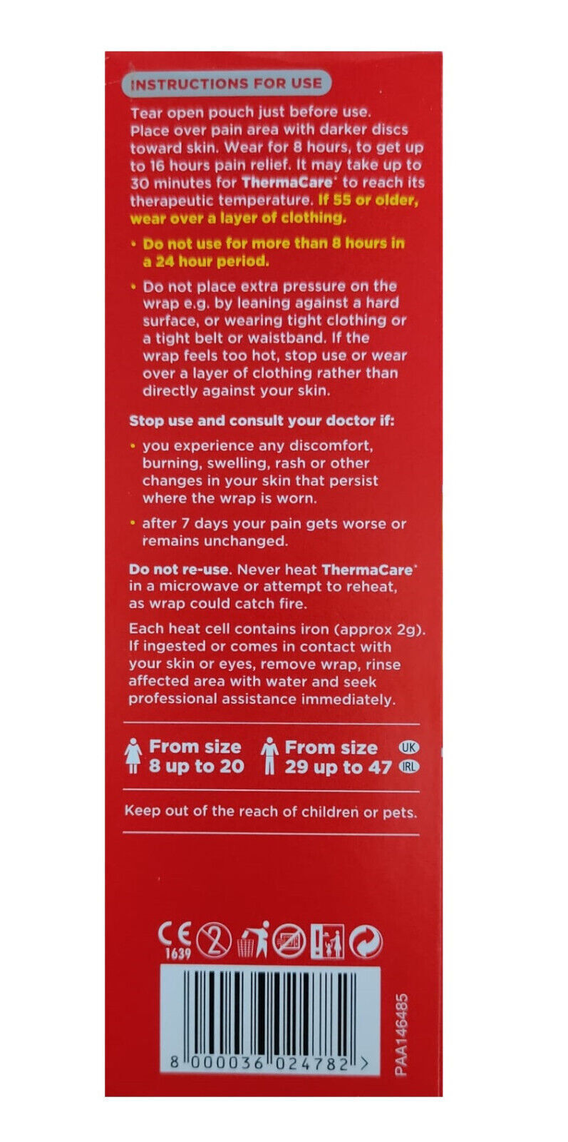 Thermacare Lower Back & Hip Heat Wraps - Pack of 2 - Up to 16hrs Pain Relief X 2