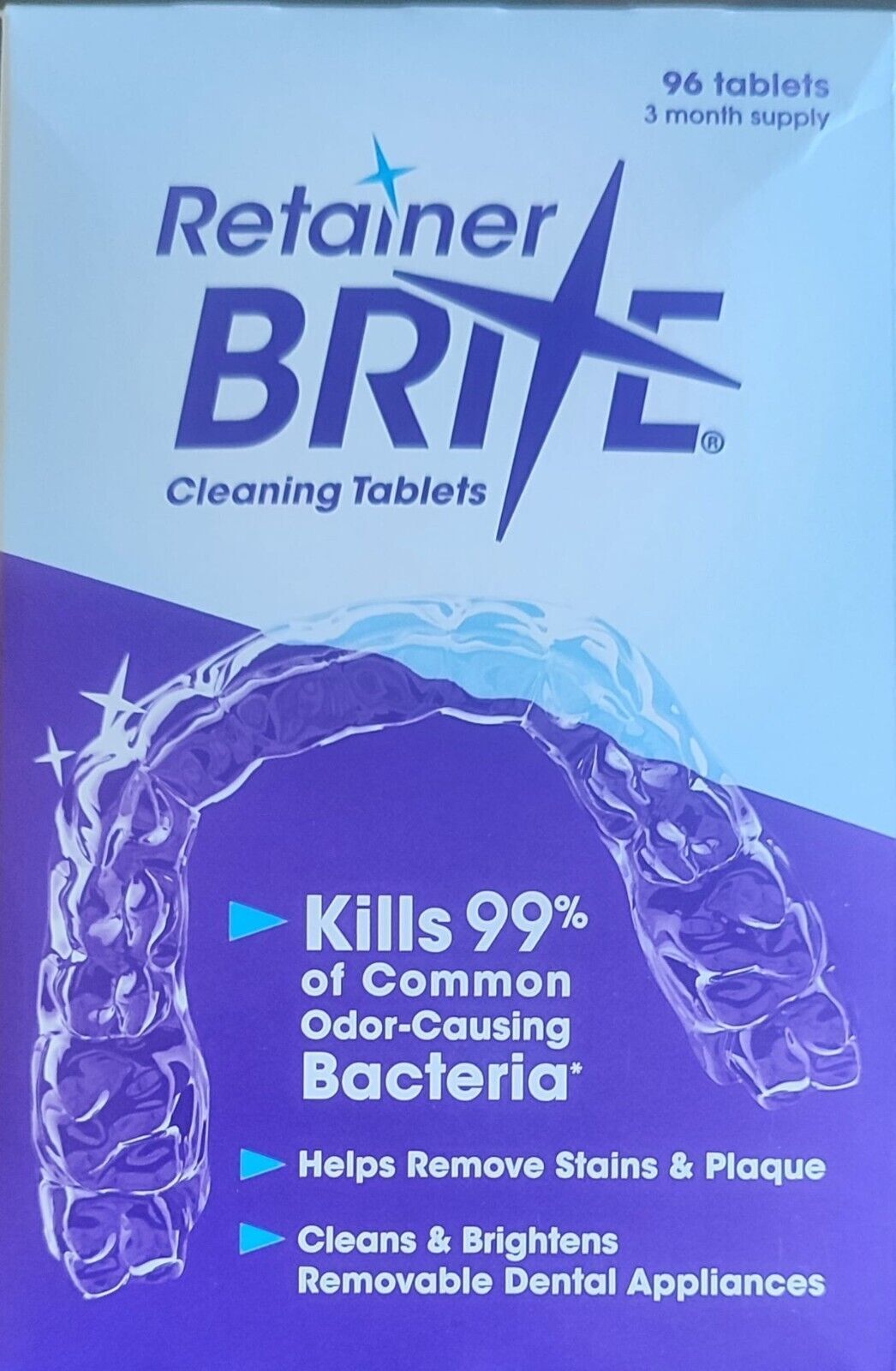Brite Mouth guard Tablets 1-3 Months Supply of Retainer Cleaner 96 Tablets X 2
