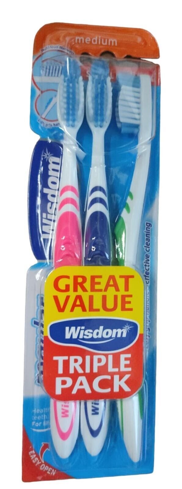 Wisdom Regular Plus Medium Toothbrush Triple Pack (Pack of 2 )