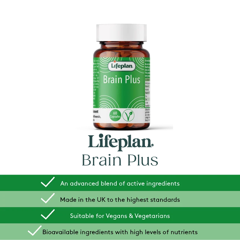 Lifeplan Brain Plus Food Supplement Vitamins & Mineral Vegan - 60 Capsules