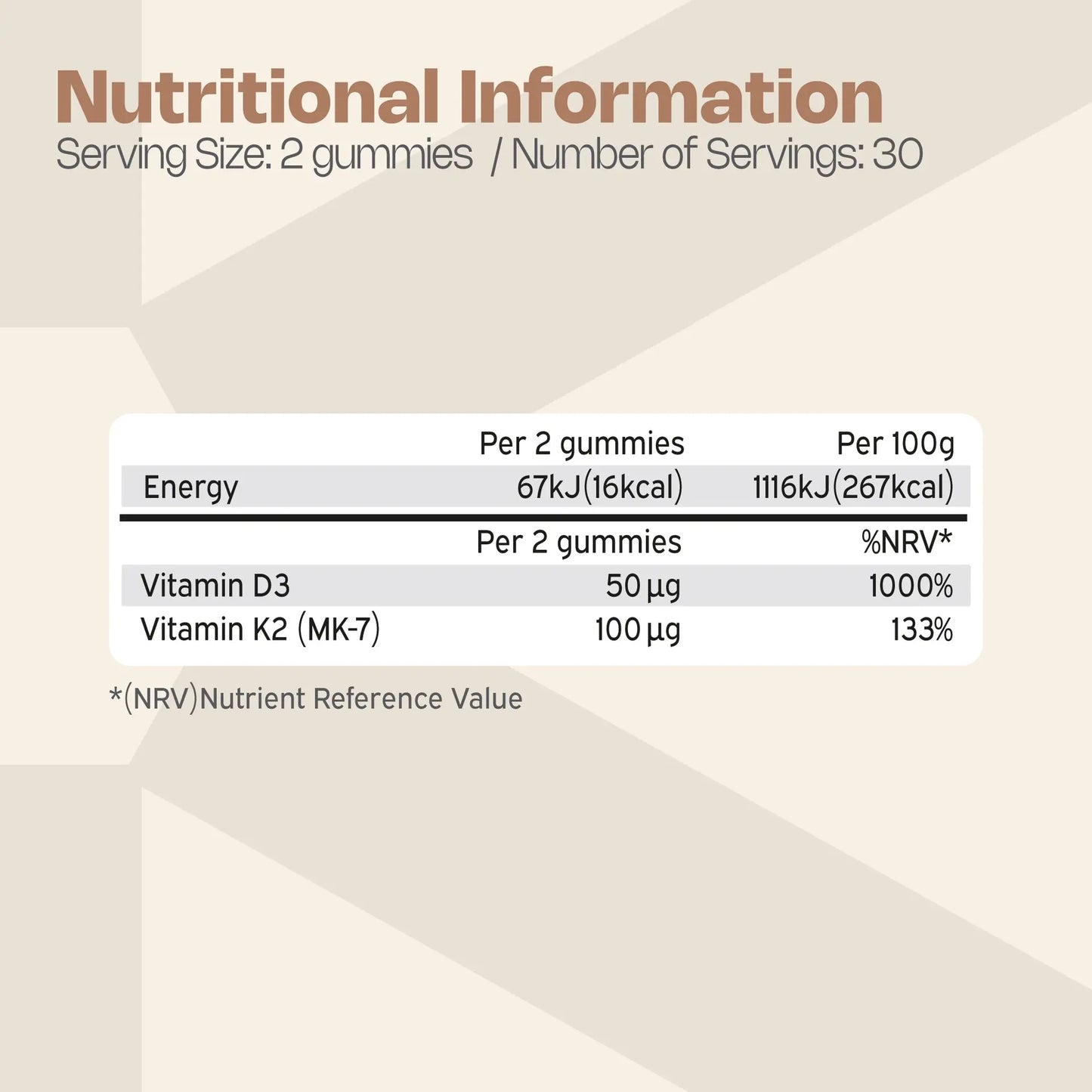 Nutriburst Vitamin D3 + K2 2000iu + 100ug Healthy Muscles Bones Lemon 60 Gummies