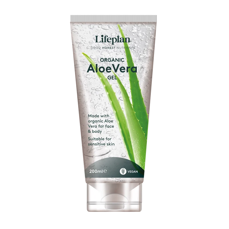 Lifeplan Organic Aloe Vera Gel Cooling Soothing Vegan Face Body - 200ml X 2