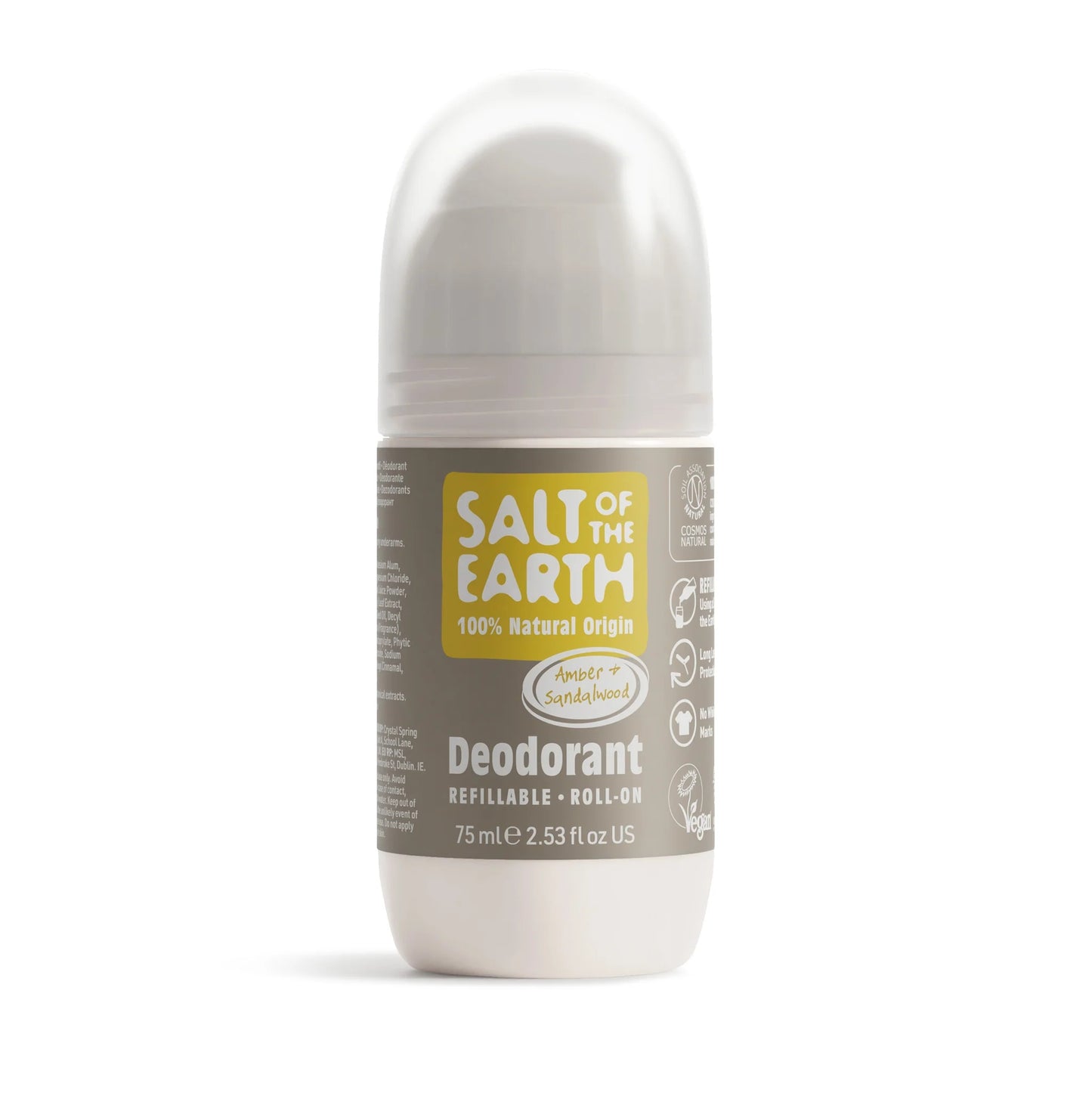 Salt Of The Earth Amber & Sandalwood Natural Refillable Roll-On Deodorant - 75ml