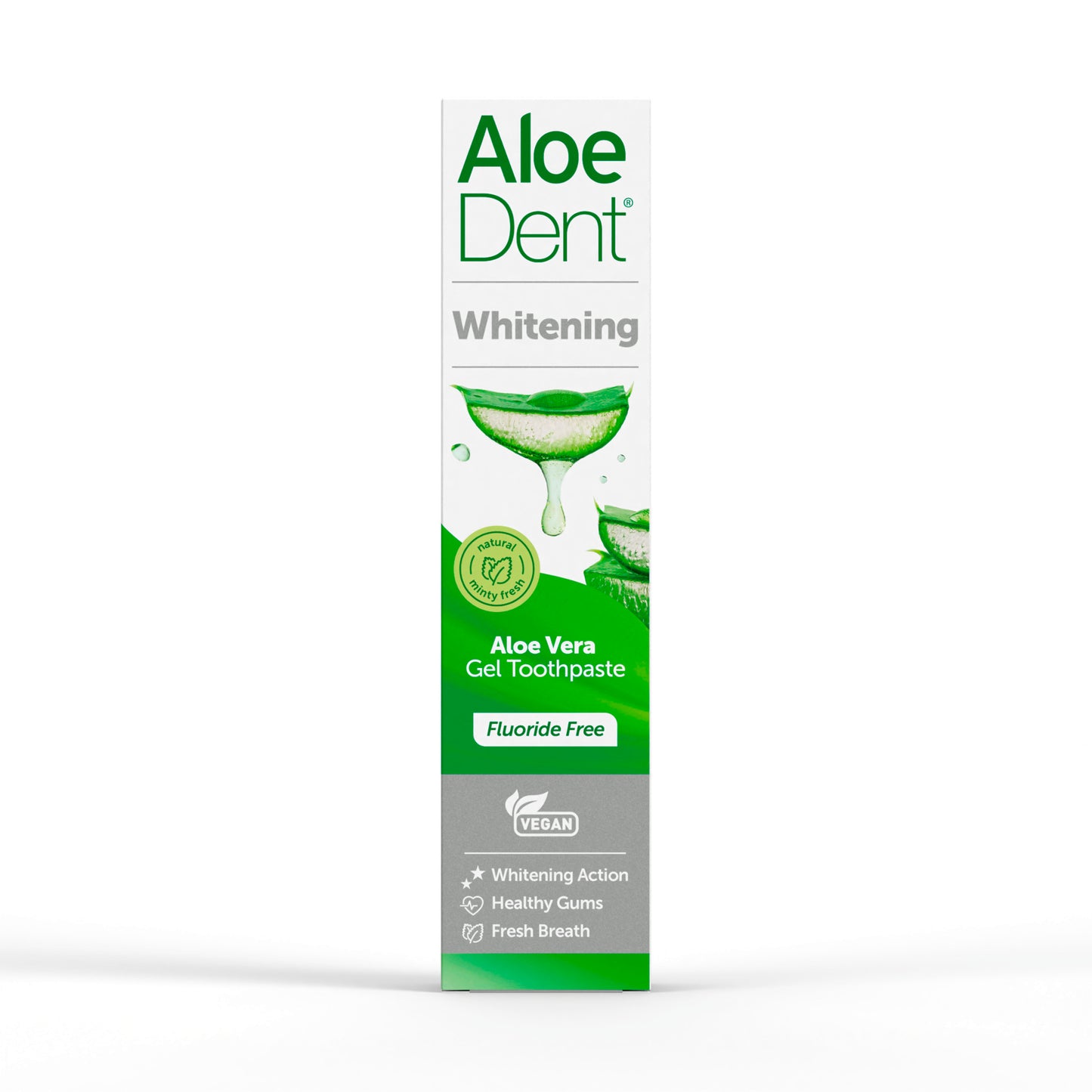 Aloe Dent AloeVera Fluoride Free Whitening Gel Toothpaste Fresh Breath 100ml X12